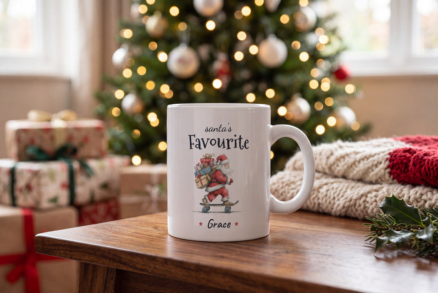Lifestyle: Personalised Skateboarding Santa Mug, Santa's Favourite