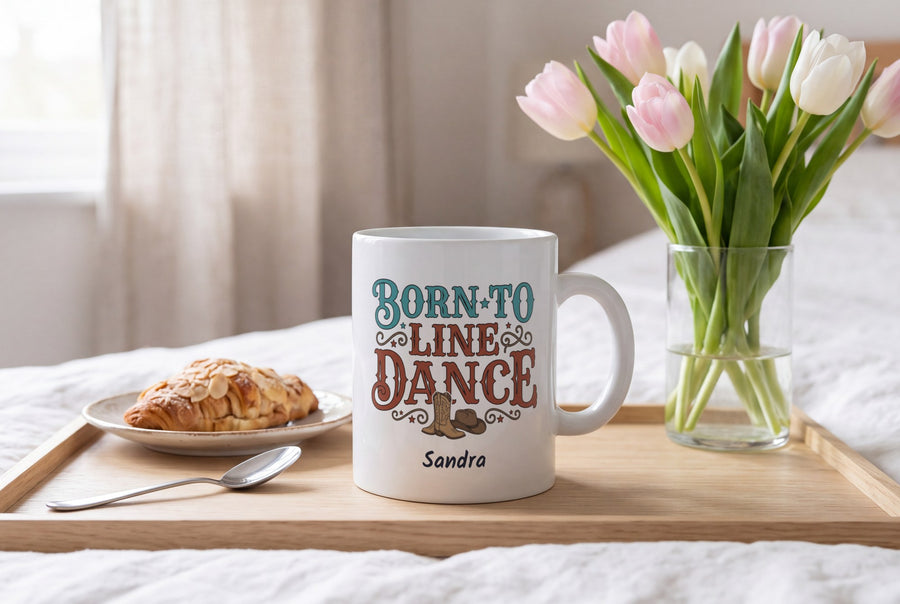 Lifestyle: Personalised Born To Line Dance Mug