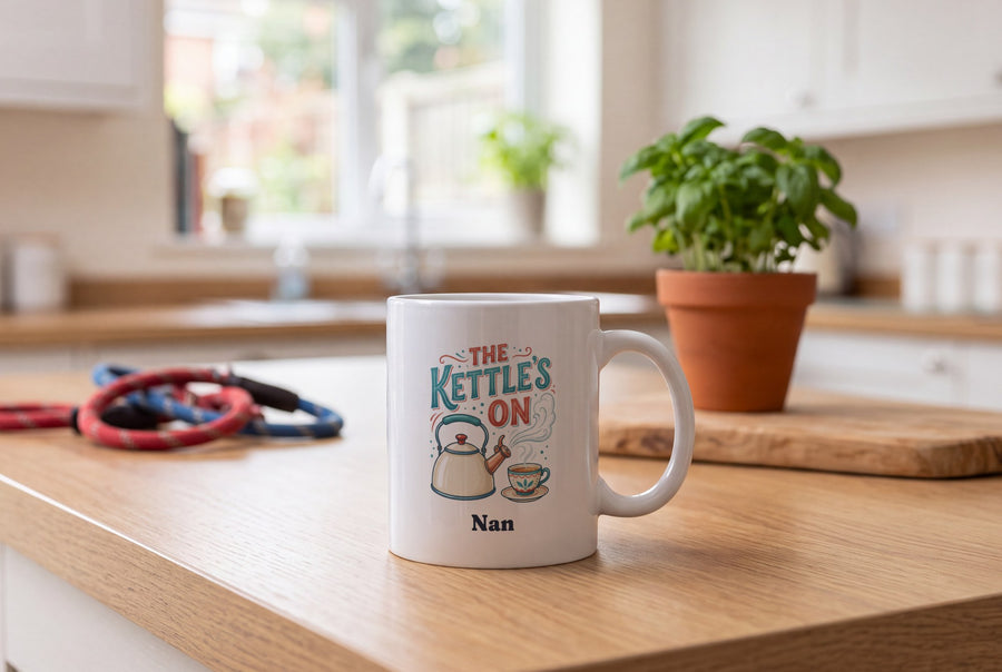 Lifestyle: Personalised The Kettle's On Tea Mug