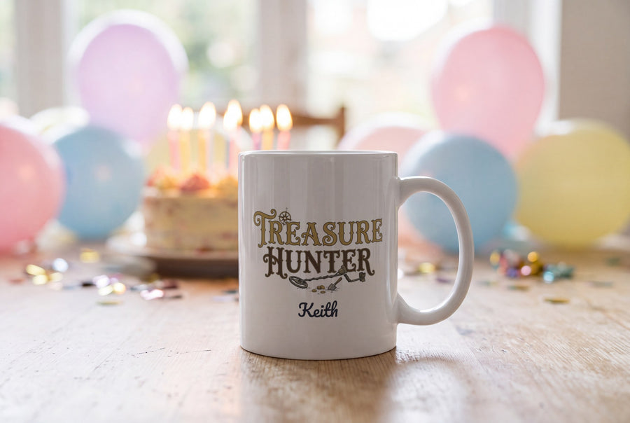 Lifestyle: Personalised Treasure Hunter Metal Detecting Mug