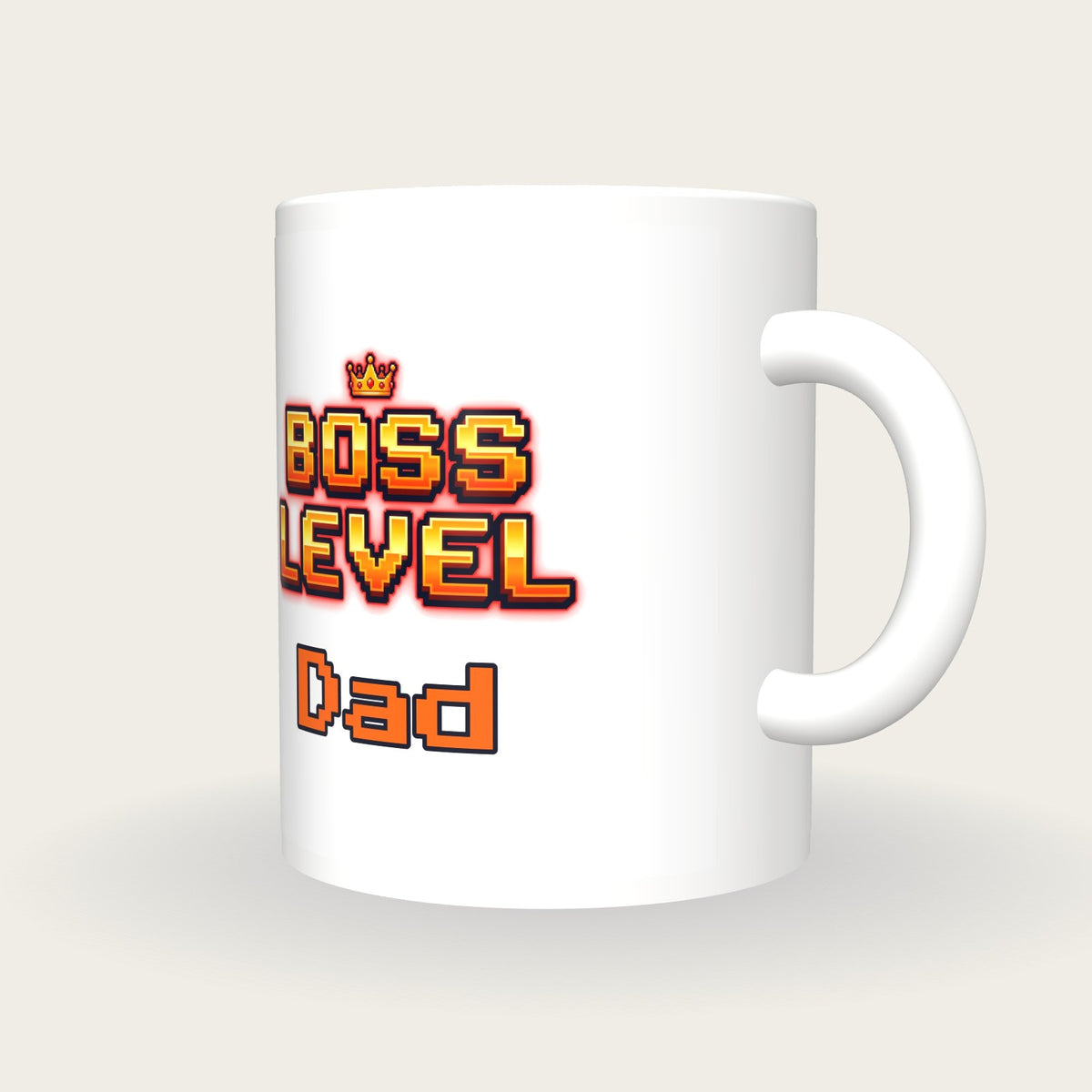 Personalised Boss Level Gamer Mug, three-quarter view