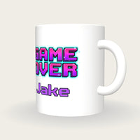 Personalised Game Over Gamer Mug, three-quarter view
