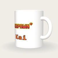 Personalised Respawn Gamer Mug, three-quarter view