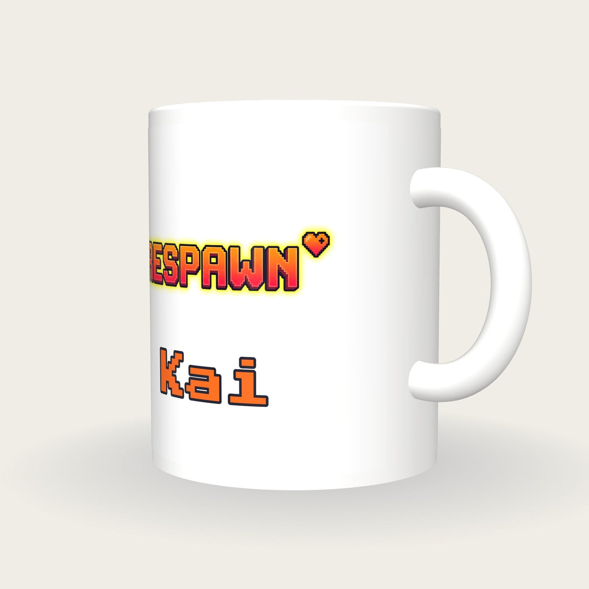 Personalised Respawn Gamer Mug, three-quarter view