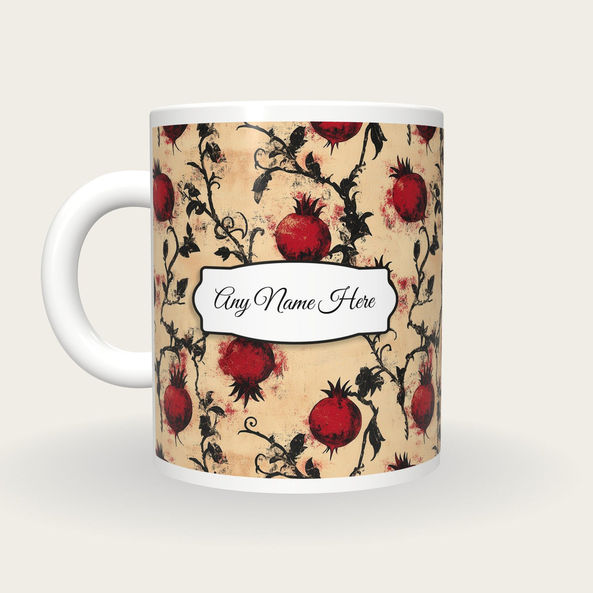 Fruit Name Mug 5, back with the second name label