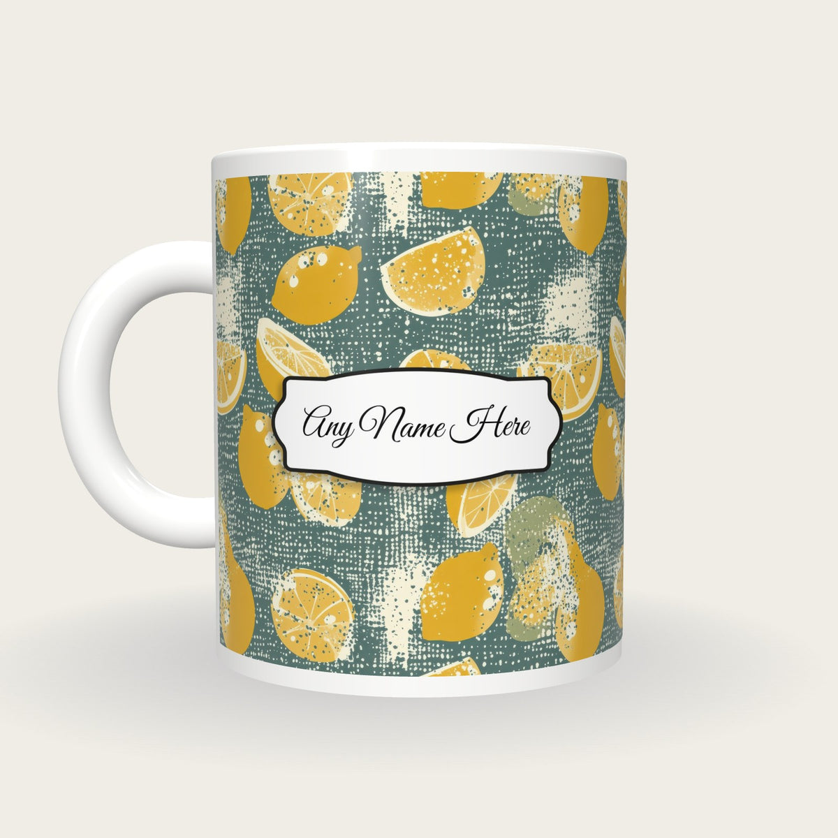 Fruit Name Mug 6, back with the second name label