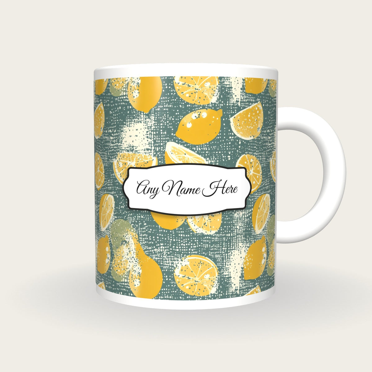 Fruit Name Mug 6, front with the name label
