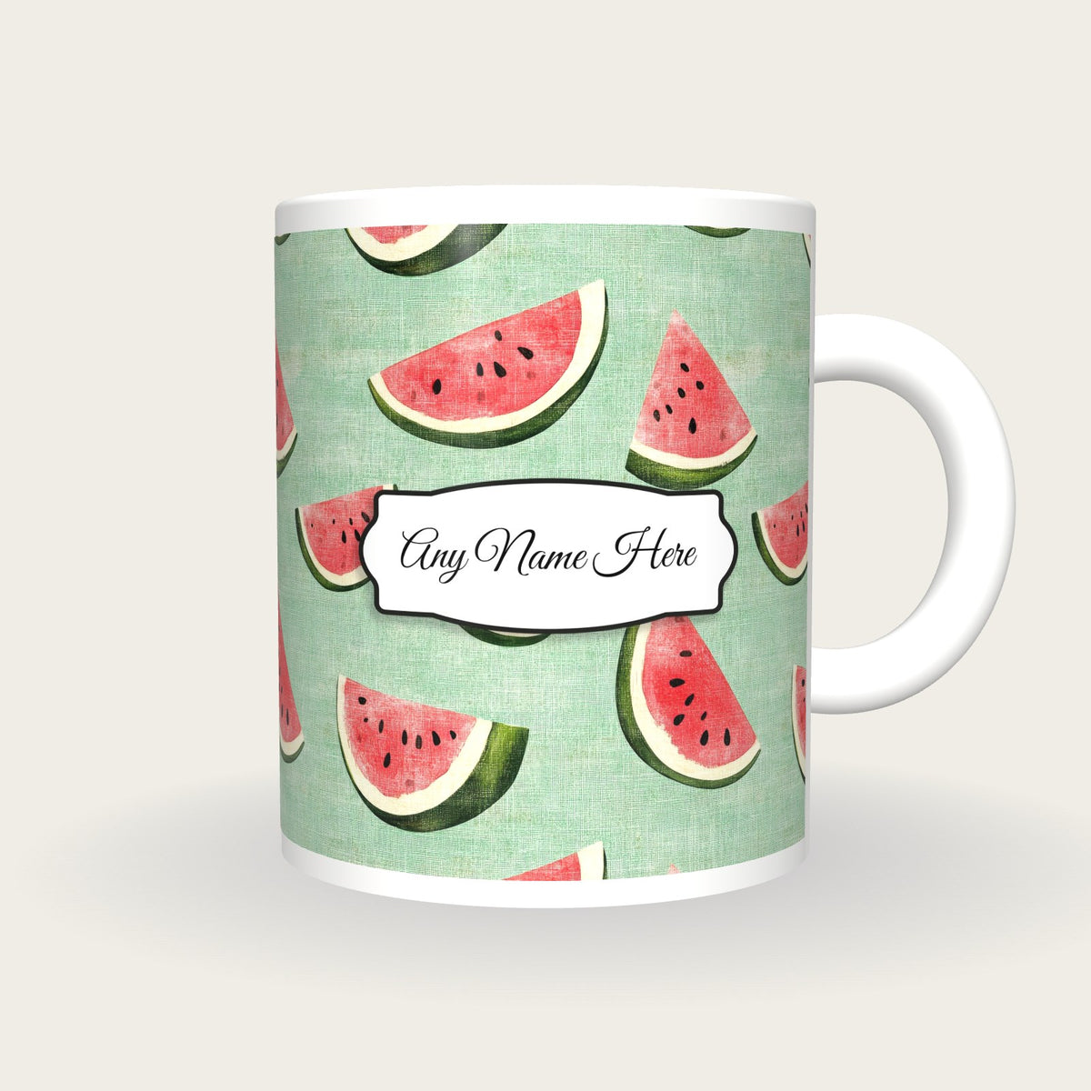 Fruit Name Mug 7, front with the name label