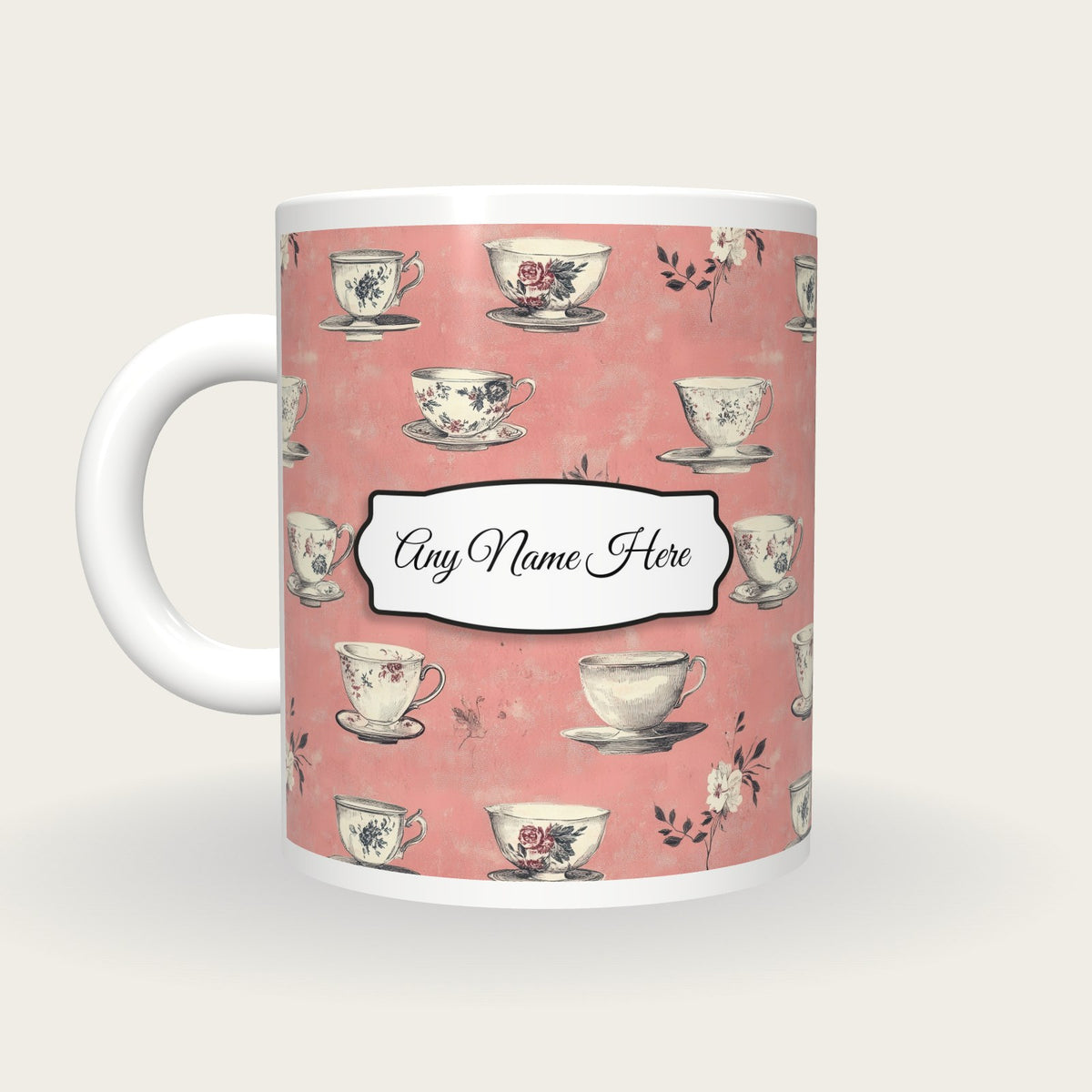 Teacup Name Mug 3, back with the second name label