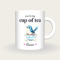 Personalised Bluebird Teacup Mug, You're My Cup Of Tea, front
