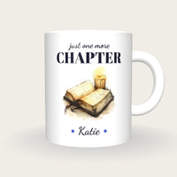Personalised Reading By Candlelight Mug, Just One More Chapter, front