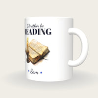 Personalised Reading By Candlelight Mug, I'd Rather Be Reading, three-quarter view