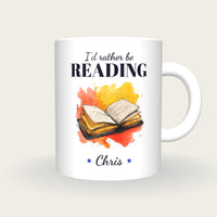 Personalised Splash Book Mug, I'd Rather Be Reading, front