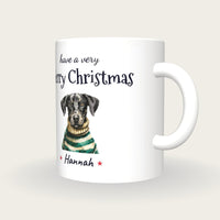 Personalised Christmas Jumper Dog Mug, Merry Christmas, three-quarter view