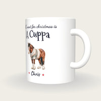 Personalised Christmas Jumper Horse Mug, All I Want For Christmas Is A Cuppa, three-quarter view