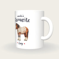 Personalised Christmas Jumper Horse Mug, Santa's Favourite, three-quarter view