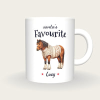 Personalised Christmas Jumper Horse Mug, Santa's Favourite, front