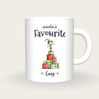 Personalised Christmas Elf Mug, Santa's Favourite, front