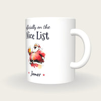 Personalised Santa With A Pint Mug, On The Nice List, three-quarter view