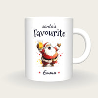 Personalised Santa With A Pint Mug, Santa's Favourite, front