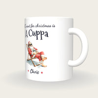 Personalised Lazy Santa Mug, All I Want For Christmas Is A Cuppa, three-quarter view