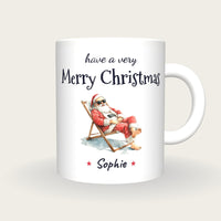 Personalised Lazy Santa Mug, Merry Christmas, front