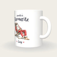 Personalised Lazy Santa Mug, Santa's Favourite, three-quarter view