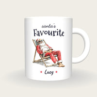 Personalised Lazy Santa Mug, Santa's Favourite, front