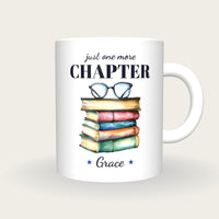 Personalised Colourful Book Stack Mug, Just One More Chapter, front