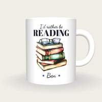 Personalised Colourful Book Stack Mug, I'd Rather Be Reading, front