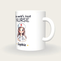 Personalised Nurse Mug, World's Best Nurse, three-quarter view