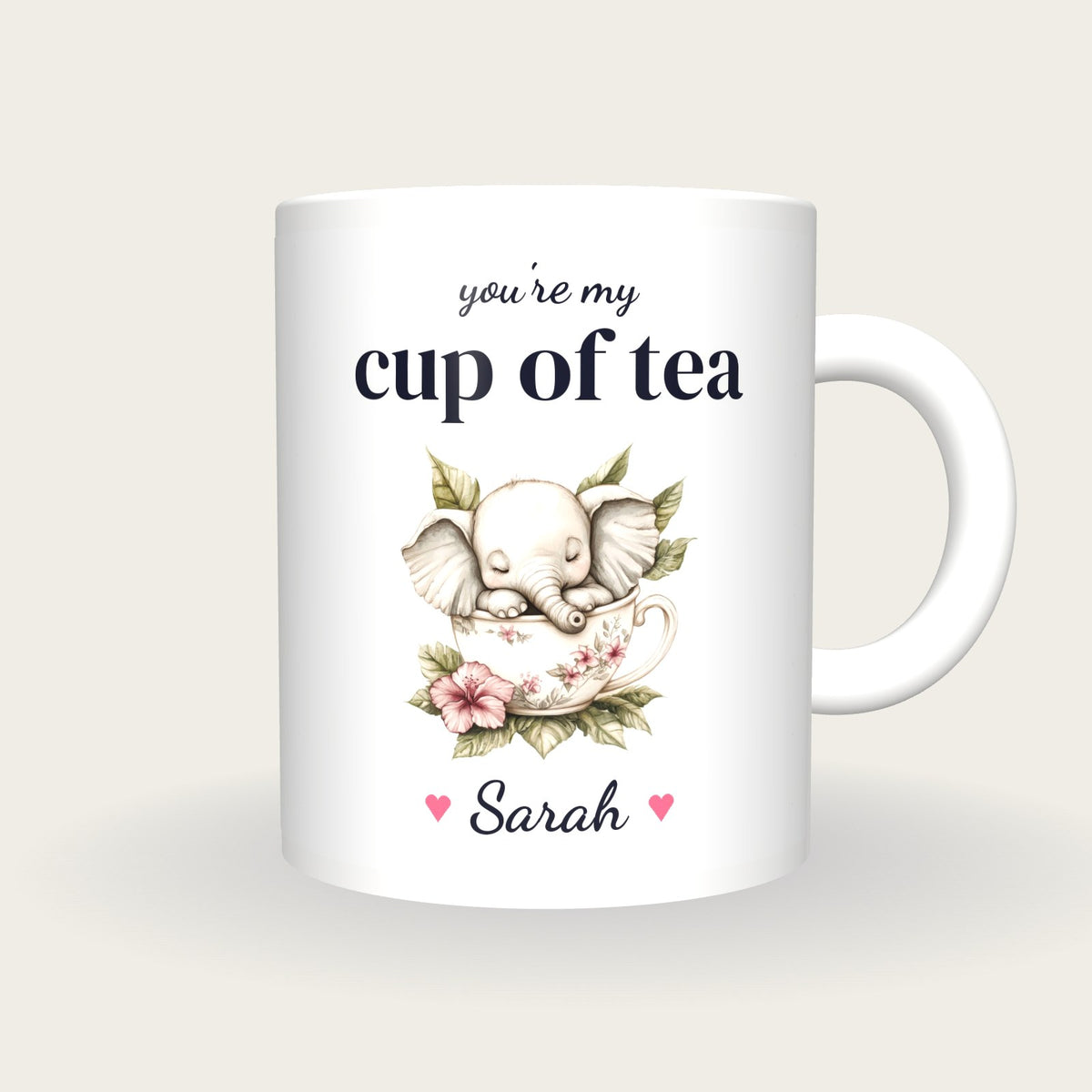 Personalised Elephant Teacup Mug, You're My Cup Of Tea, front