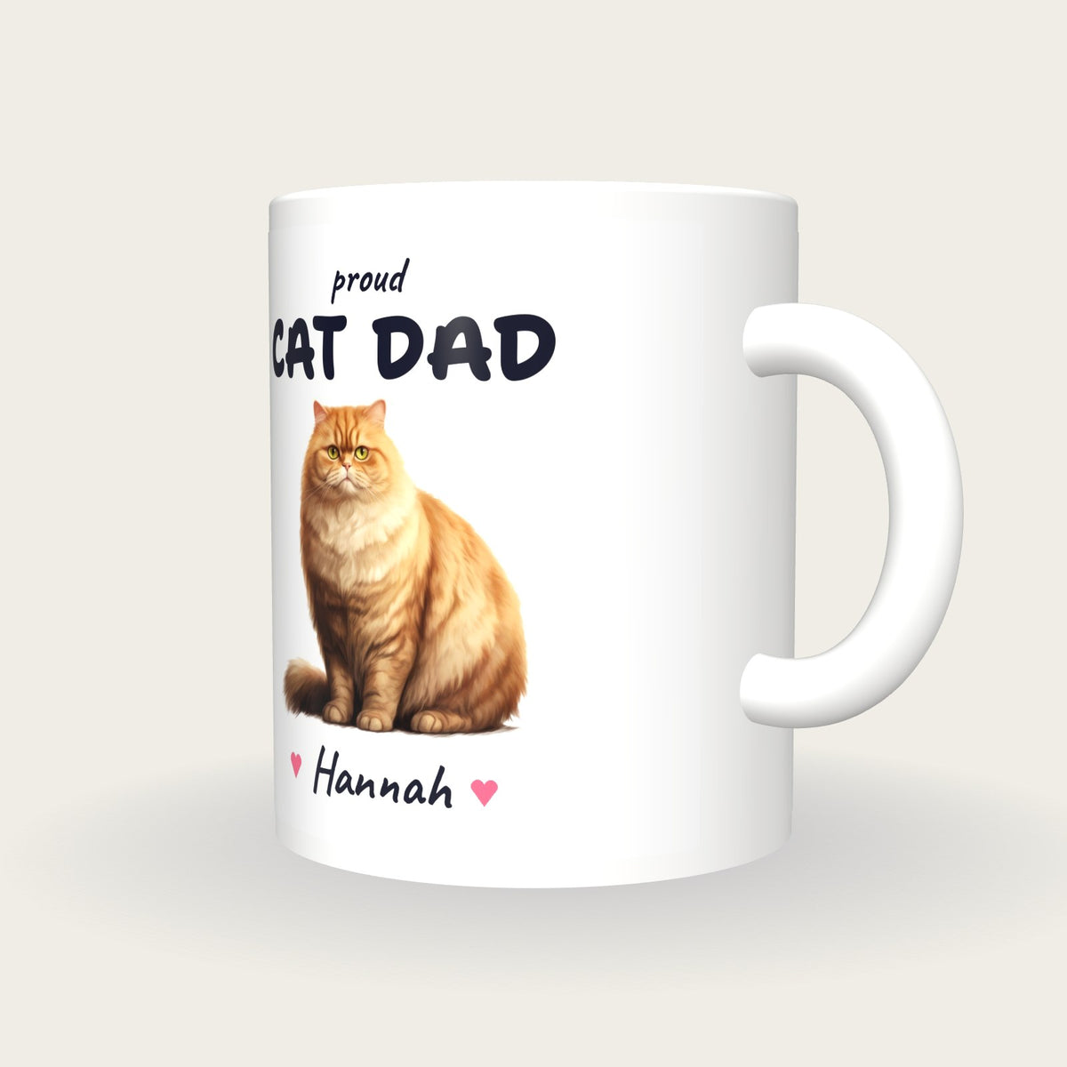 Personalised Grumpy Cat Mug, Cat Dad, three-quarter view