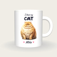 Personalised Grumpy Cat Mug, I Love My Cat, front