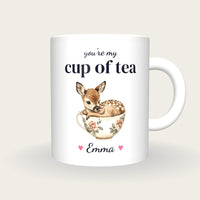Personalised Fawn Teacup Mug, You're My Cup Of Tea, front