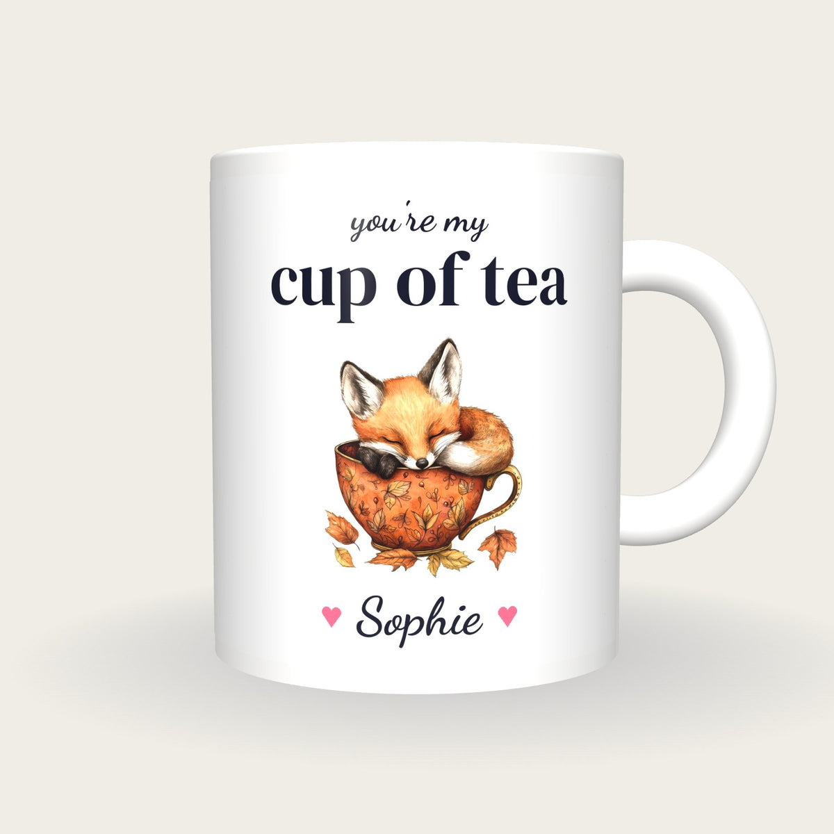 Personalised Fox Teacup Mug, You're My Cup Of Tea, front