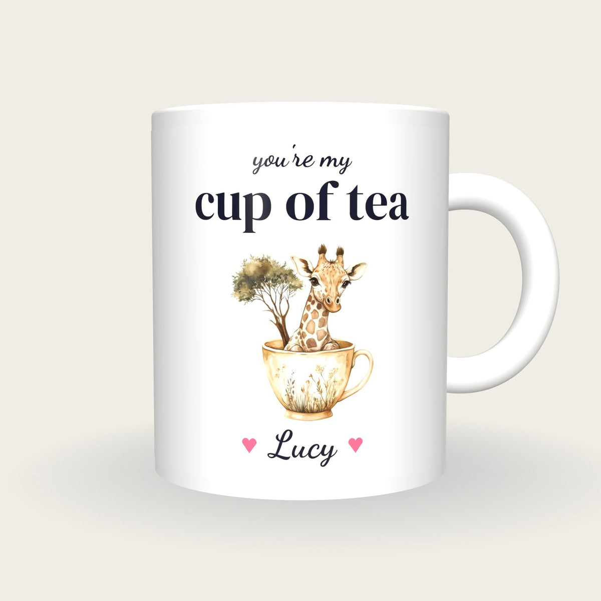 Personalised Giraffe Teacup Mug, You're My Cup Of Tea, front