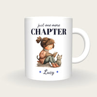 Personalised Reading With The Cat Mug, Just One More Chapter, front