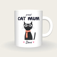Personalised Black Cat Mug, Cat Mum, front