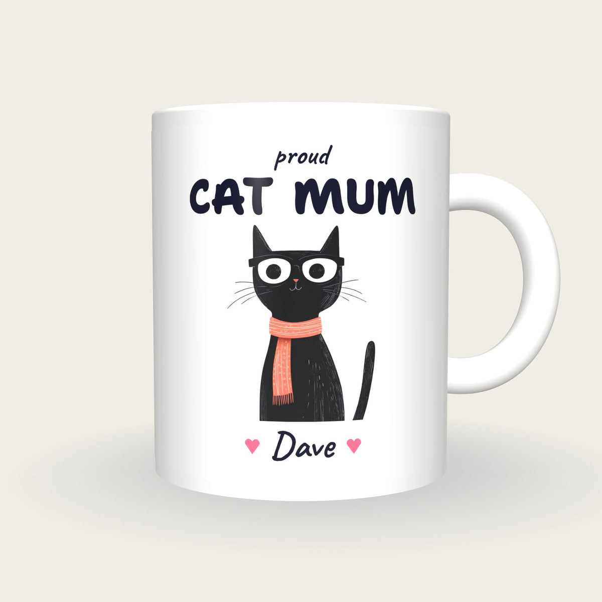 Personalised Black Cat Mug, Cat Mum, front