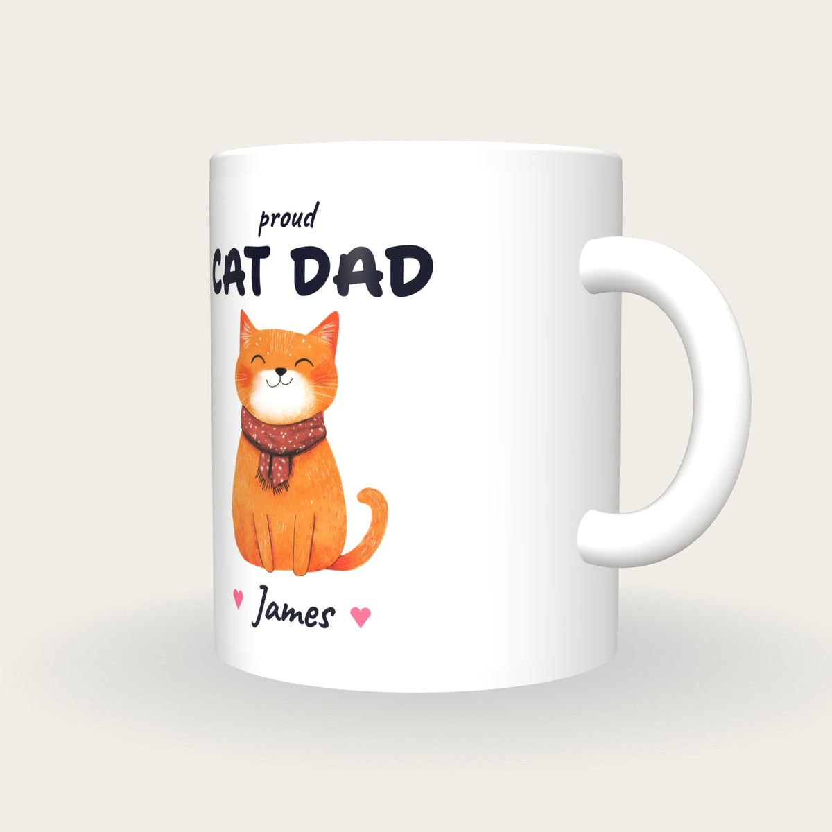 Personalised Ginger Cat Mug, Cat Dad, three-quarter view