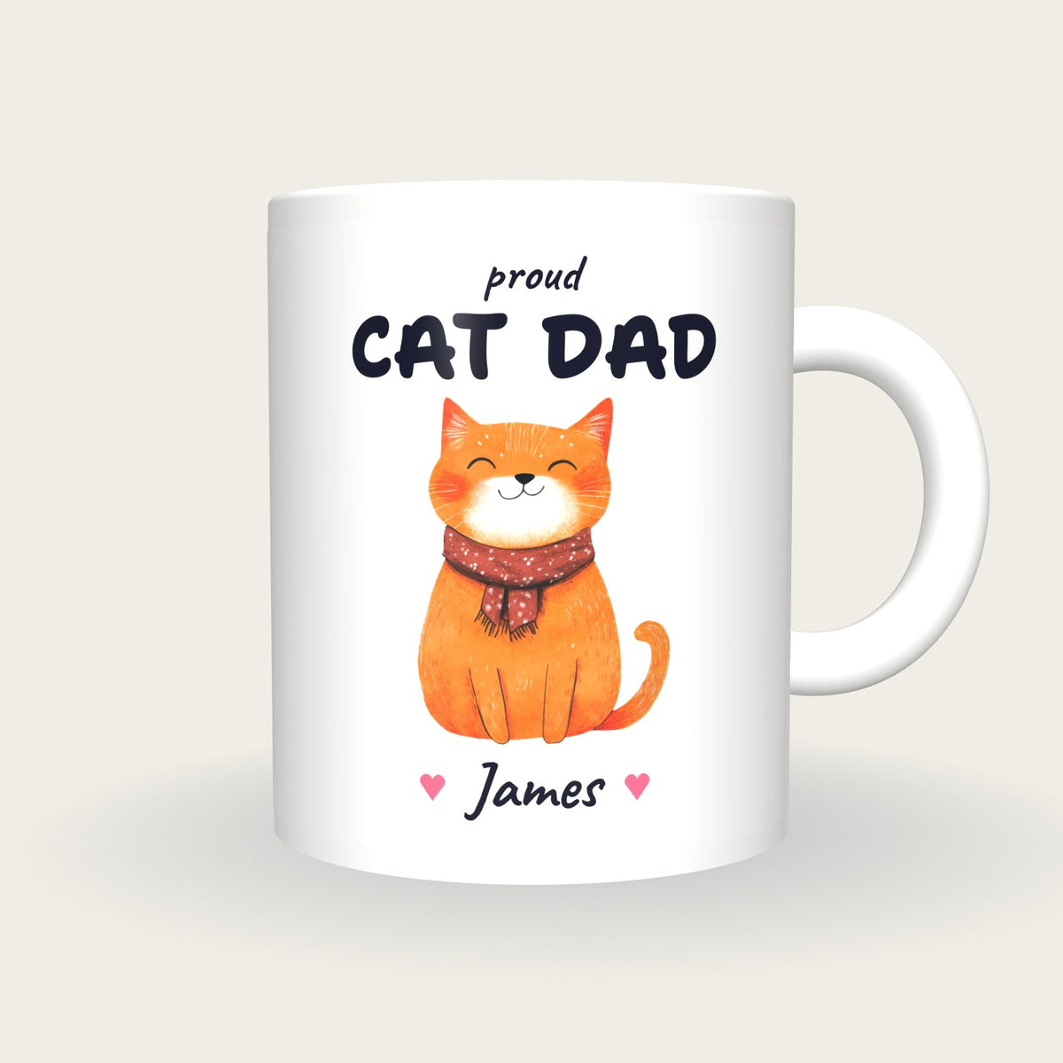 Personalised Ginger Cat Mug, Cat Dad, front