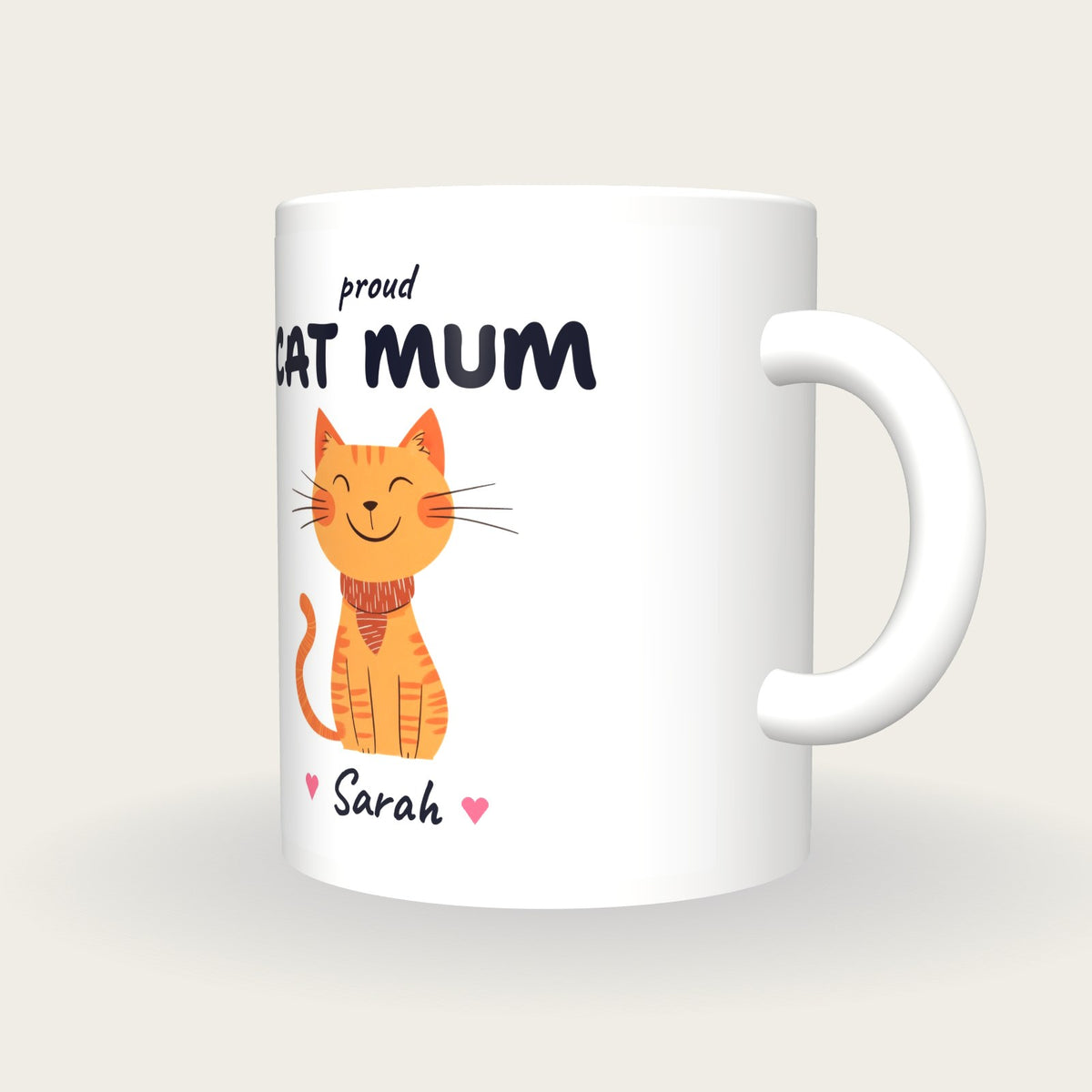 Personalised Ginger Cat Mug, Cat Mum, three-quarter view