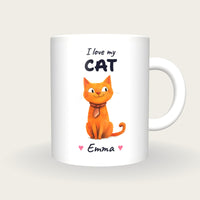 Personalised Ginger Cat Mug, I Love My Cat, front