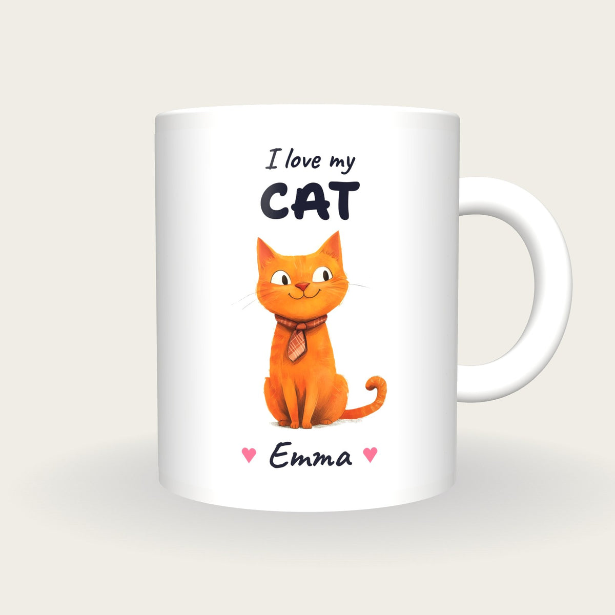 Personalised Ginger Cat Mug, I Love My Cat, front