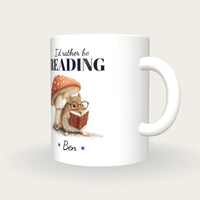 Personalised Reading Mouse Mug, I'd Rather Be Reading, three-quarter view