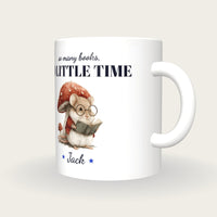 Personalised Reading Mouse Mug, So Many Books So Little Time, three-quarter view
