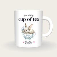 Personalised Rabbit Teacup Mug, You're My Cup Of Tea, front