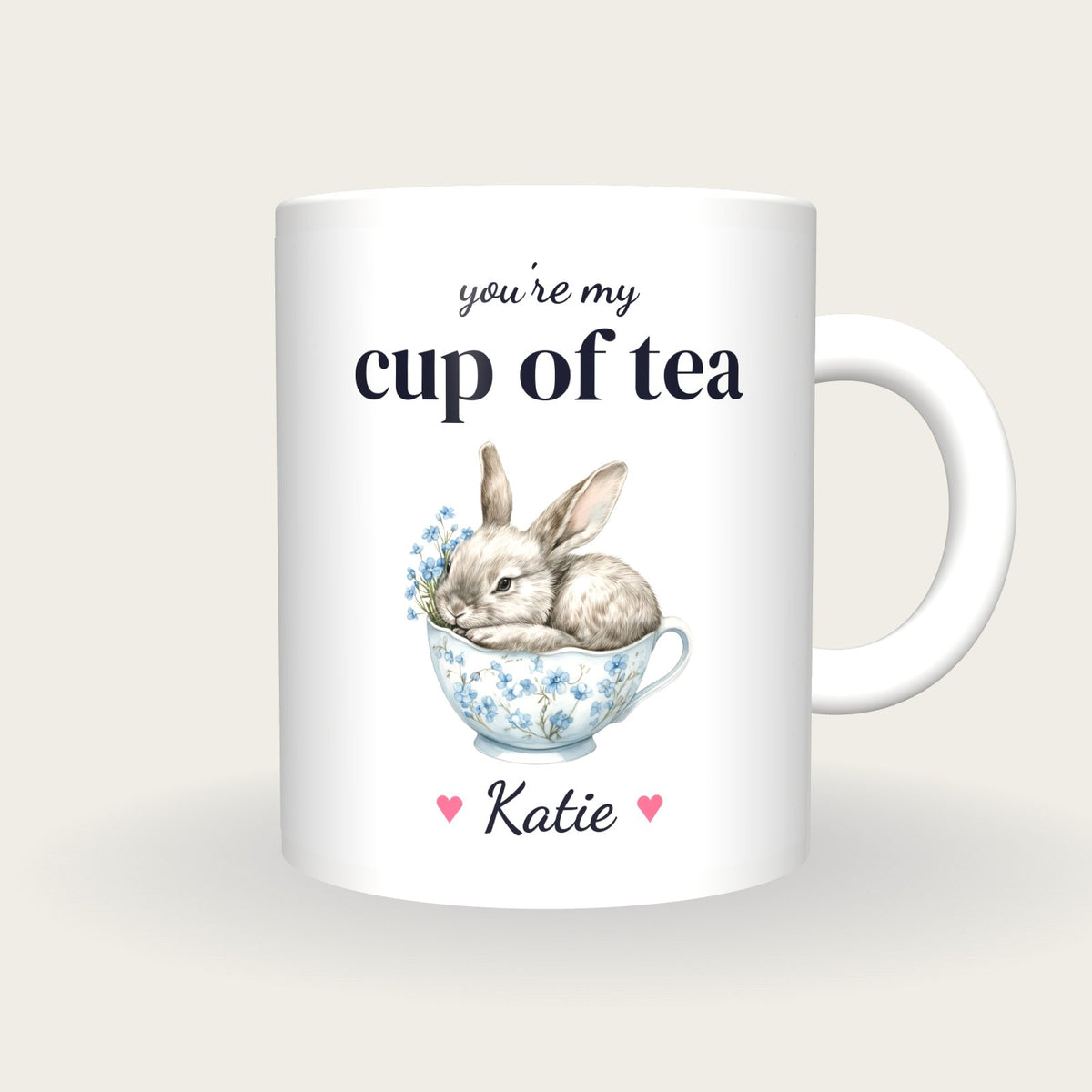 Personalised Rabbit Teacup Mug, You're My Cup Of Tea, front