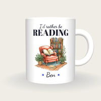 Personalised Reading Nook Mug, I'd Rather Be Reading, front